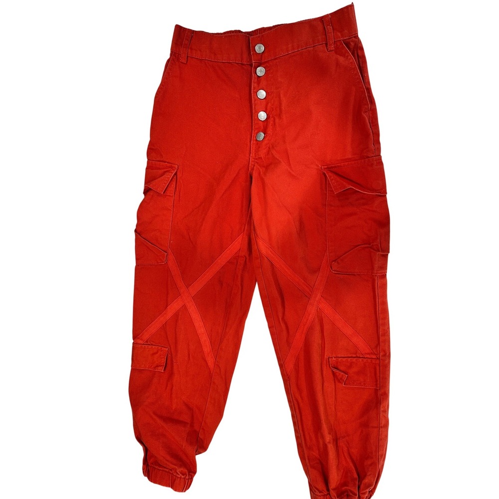 Forever 21 Womens‎ High Waisted Cargo Jogger Pants Button Fly Size Small